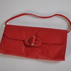 VTG brick red textured oversized clutch / handbag